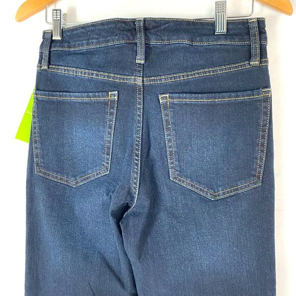 Sam Edelman Bay Flare Trouser Jeans Women 27 Blue Dark Wash High Rise Wide Leg - Picture 4 of 11